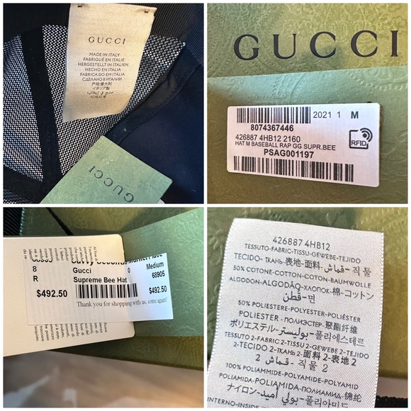 💯🆕❤️Authentic Brand New Gucci Bee 🐝 Hat - Picture 9 of 13